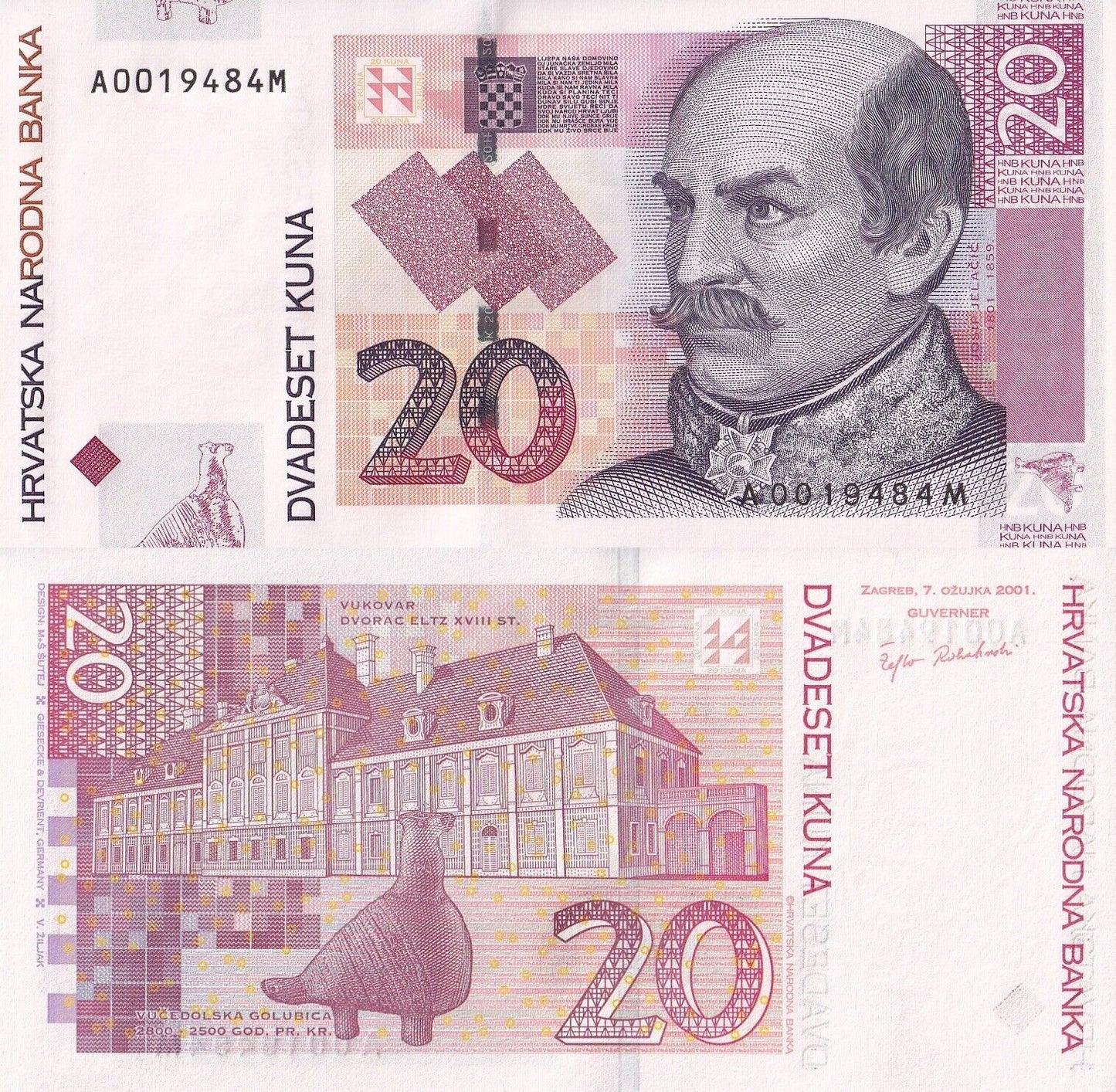 Croatia 20 Kuna 2001 P 39a UNC