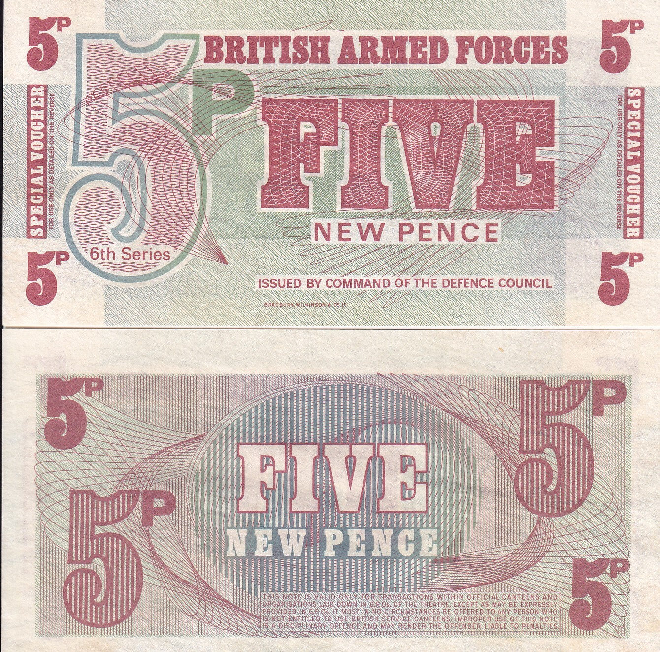 Great Britain 5 New Pence ND 1972 P M47 UNC(99%) British Military ARMED FORCES