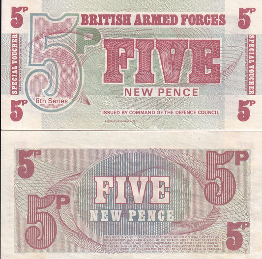 Great Britain 5 New Pence ND 1972 P M47 UNC(99%) British Military ARMED FORCES