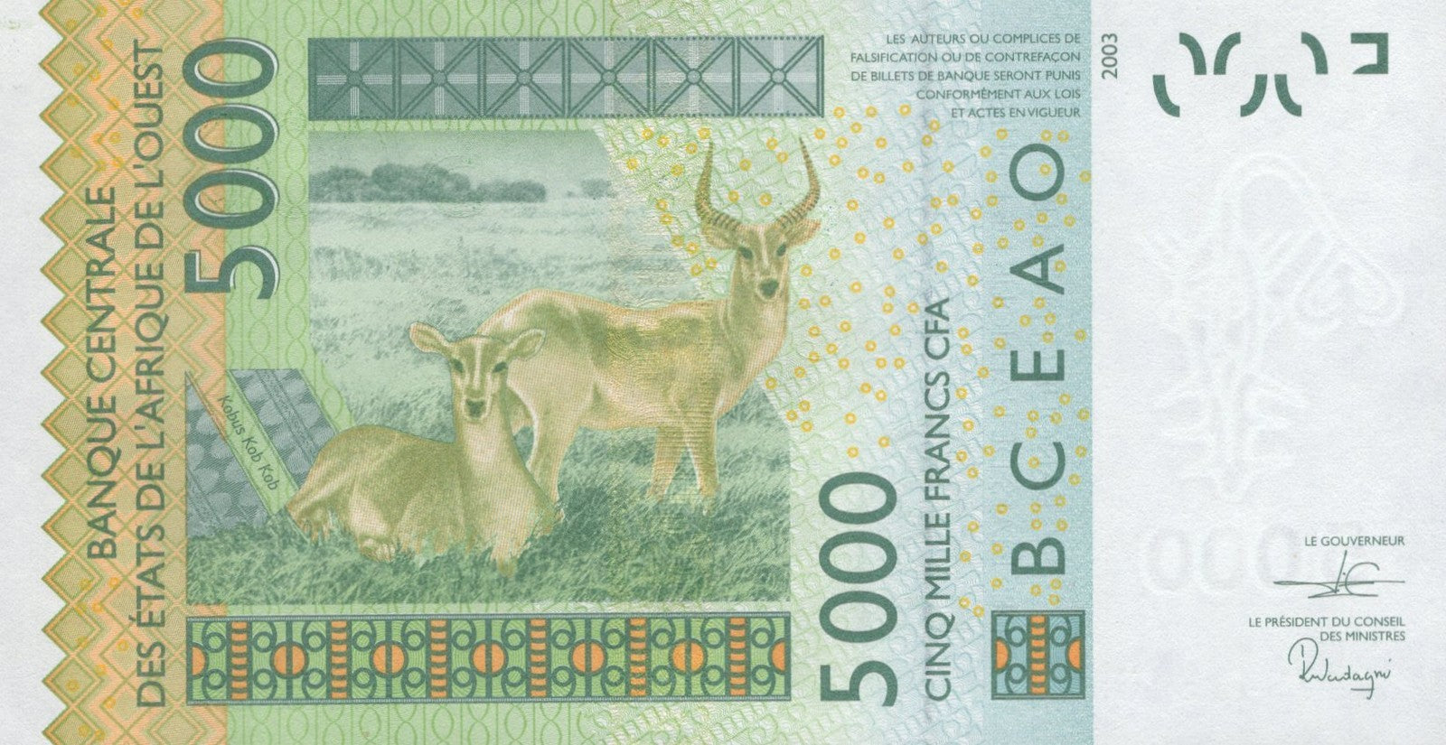 West African States 5000 Francs 2020 P 417D UNC