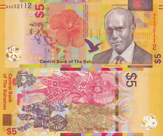 Bahamas 5 Dollars 2020 P 78A UNC New Series