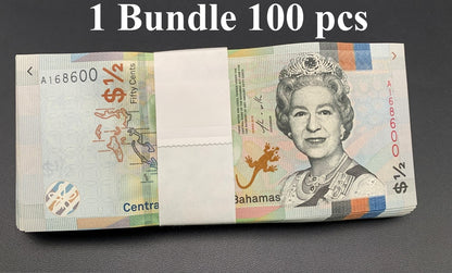 Bahamas 50 Cents 2019 P A77 Queen Elizabeth ll UNC 1 Bundle Lot 100 pcs