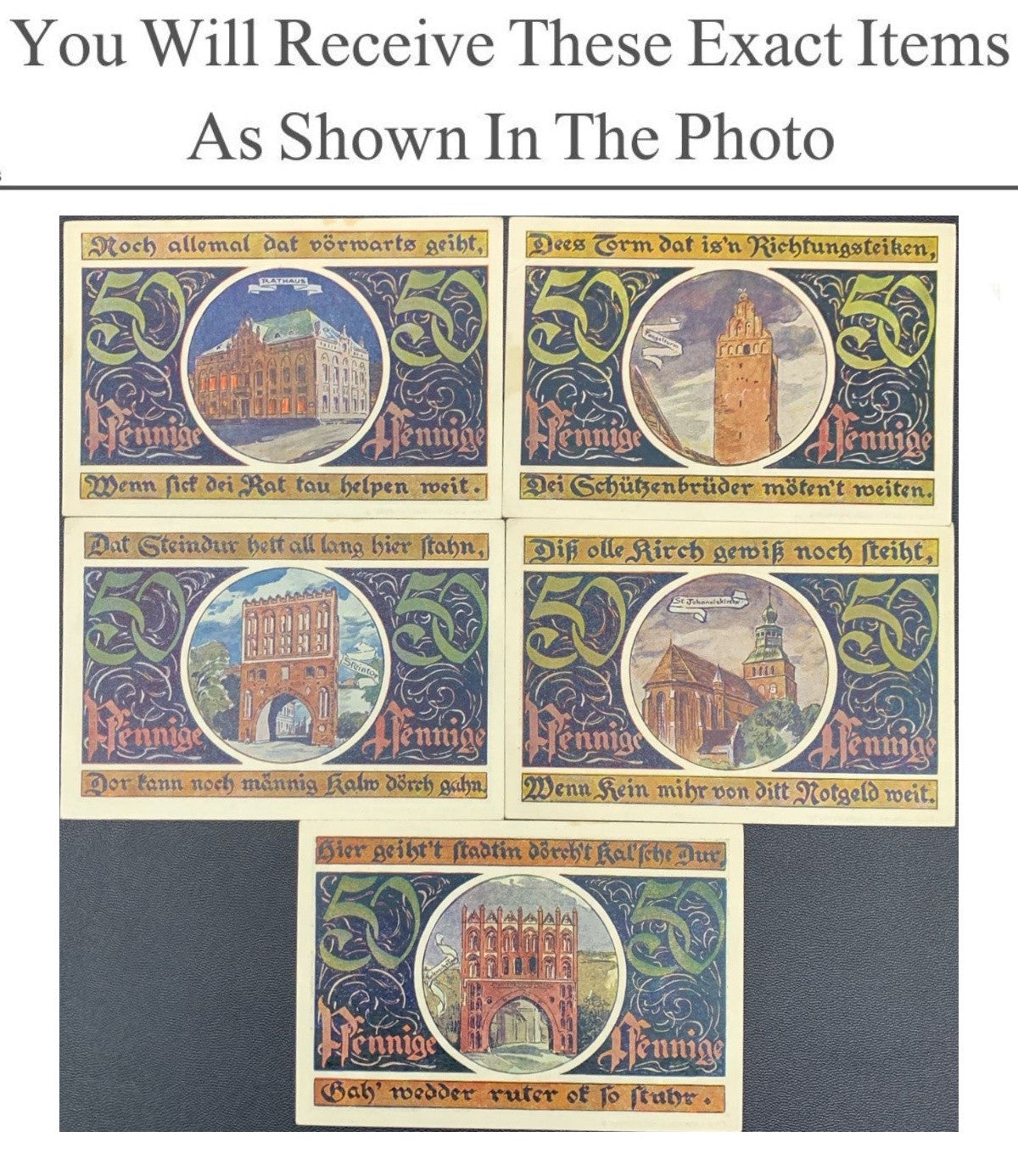 Germany Notgeld MALCHIN 50 Pfennig 1922 Set 5 pcs