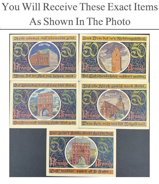 Germany Notgeld MALCHIN 50 Pfennig 1922 Set 5 pcs