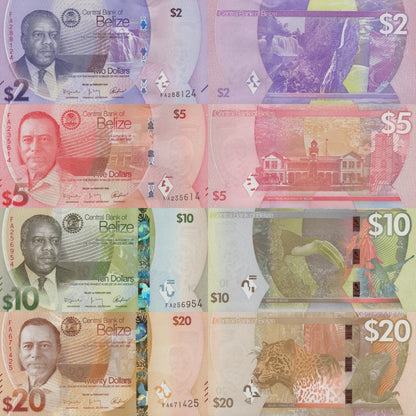 Belize 2 5 10 20 Dollars 2025 P New Issue UNC Set 4 pcs