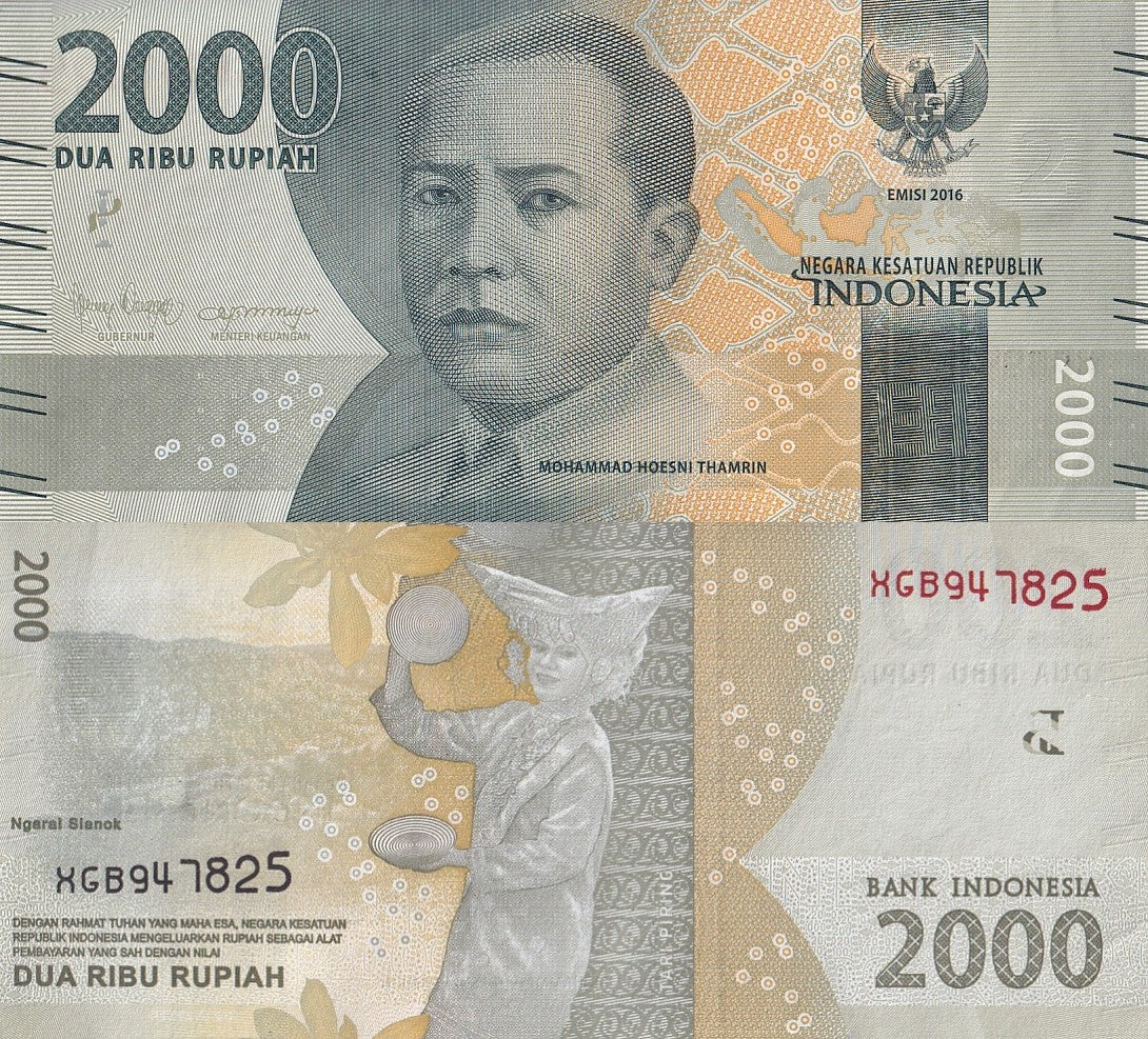 Indonesia 2000 Rupiah 2016/2018 P 155c UNC 1/20 Bundle Lot 5 pcs