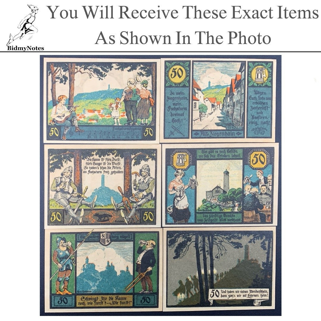 Germany Notgeld ZIEGENHAIN 50 Pfennig 1921 Set 6 pcs