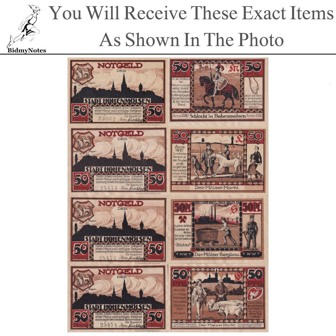 Germany Notgeld HOHENMOLSEN 50 Pfennig 1921 Set 4 pcs