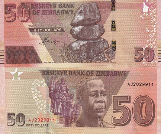 Zimbabwe 50 Dollars 2020 P 105 UNC