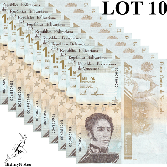 Venezuela 1 Million 1000000 Bolivares 2020/2021 P 114 (1-2) UNC LOT 10 pcs