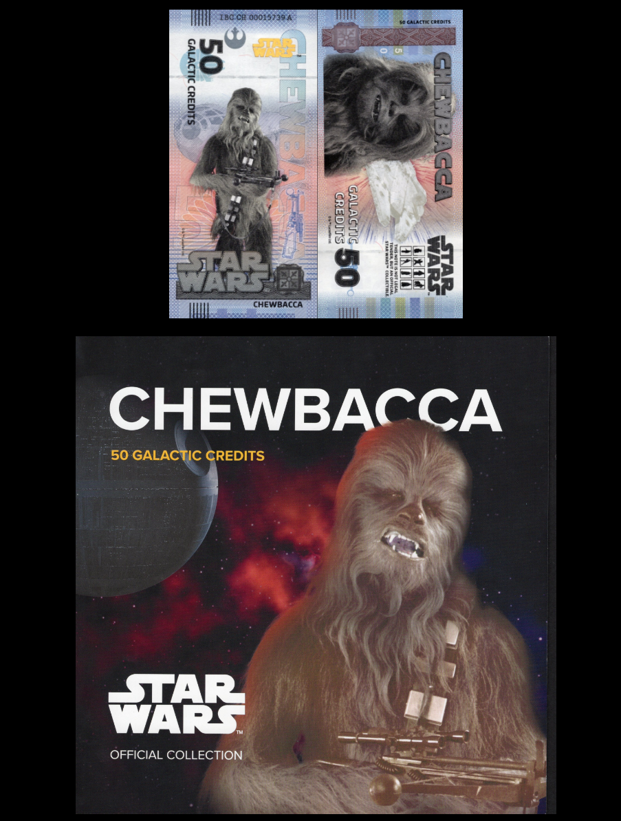Disney Official Star Wars 50 Galactic Credits 2025 Chewbacca UNC With Folder