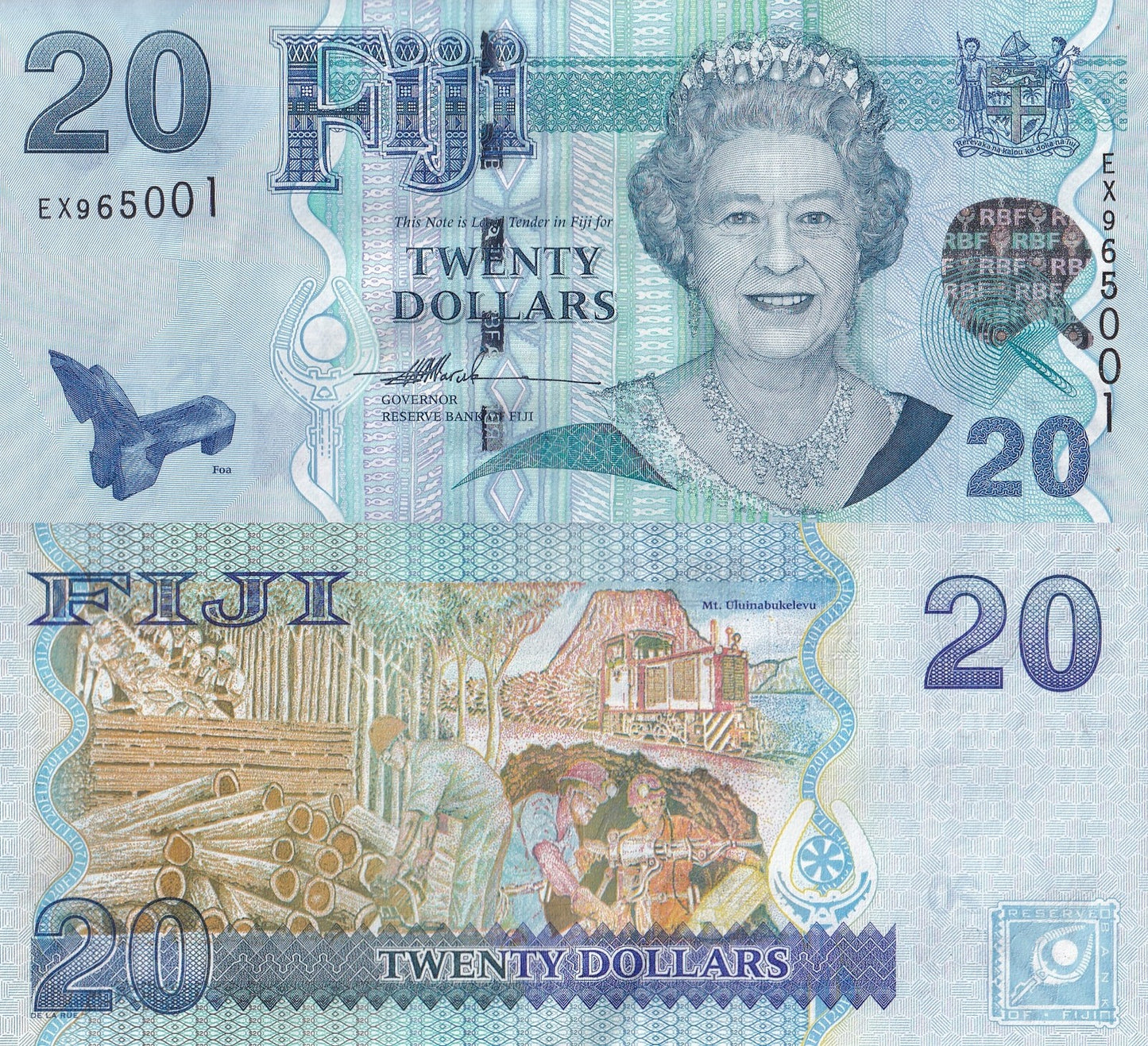Fiji 20 Dollars ND 2007 P 112 Queen Elizabeth II UNC