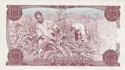 Malawi 1 Kwacha 1988 P 19b UNC FOXING