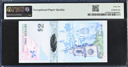 Bermuda 2 Dollars 2009 P 57b UNC PMG 66 EPQ A/1 Prefix 3rd TOP POP