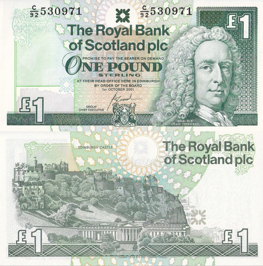 Scotland 1 Pound 2001 P 351e UNC The Royal Bank of Scotland plc
