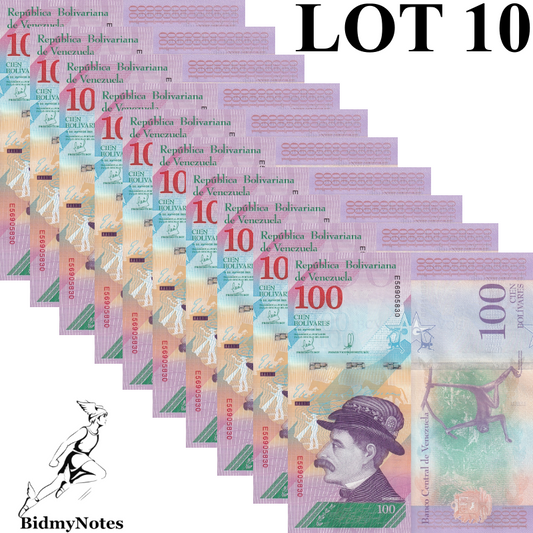 Venezuela 100 Bolivares 2018 P 106 UNC 1/10 Bundle LOT 10 pcs