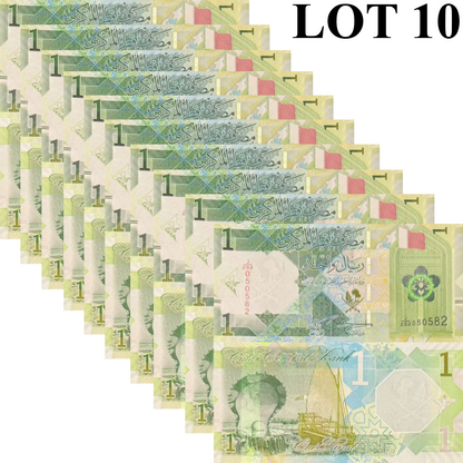 Qatar 1 Riyals 2025/2026 P New Design UNC 1/10 Bundle Lot 10 pcs