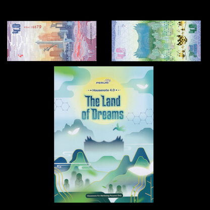 Indonesia PERURI Housenote 4.0 TEST NOTE The Land Of Dreams UNC With Folder