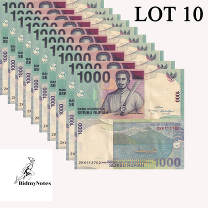 Indonesia 1000 Rupiah P 141 Random Years UNC 1/10 Bundle Lot 10 pcs