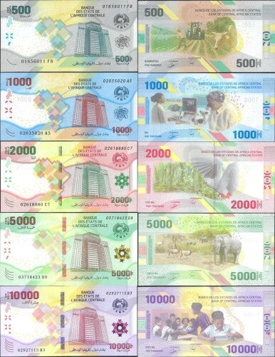 Central African States 500 1000-10000 2020 P  700 701 702 703 704 Set 5 pcs UNC