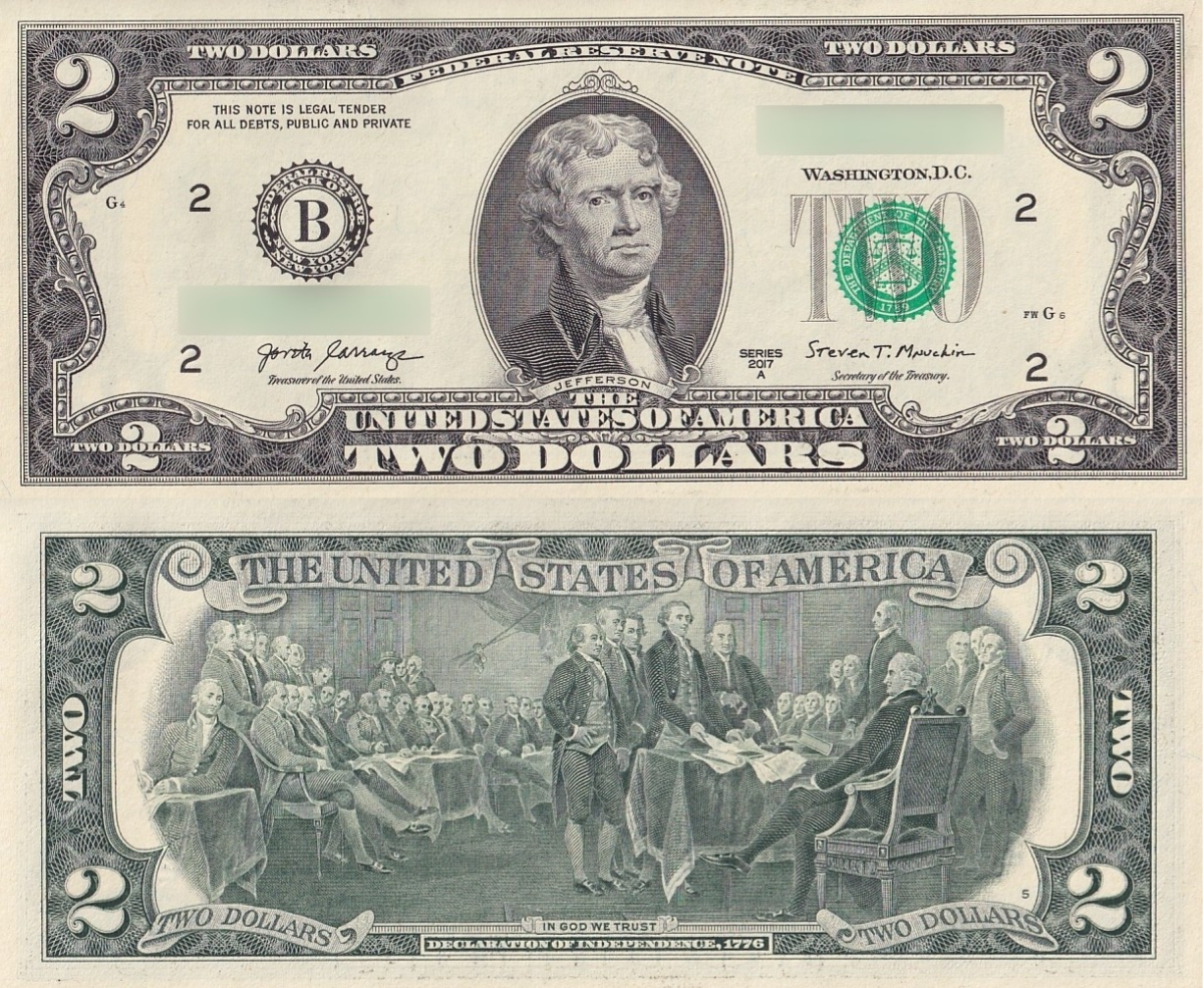 United States USA 2 Dollar 2017A P 545 "B" New York UNC 1/20 Bundle Lot 5 pcs