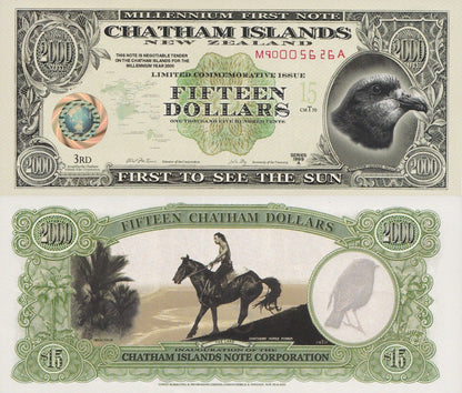 Chatham Islands 15 Dollars 1999 Commemorative Polymer Banknote Test Note UNC
