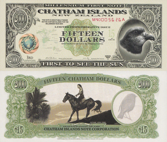 Chatham Islands 15 Dollars 1999 Commemorative Polymer Banknote Test Note UNC