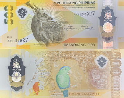 Philippines 500 Piso 2025 P New Polymer UNC AA Prefix