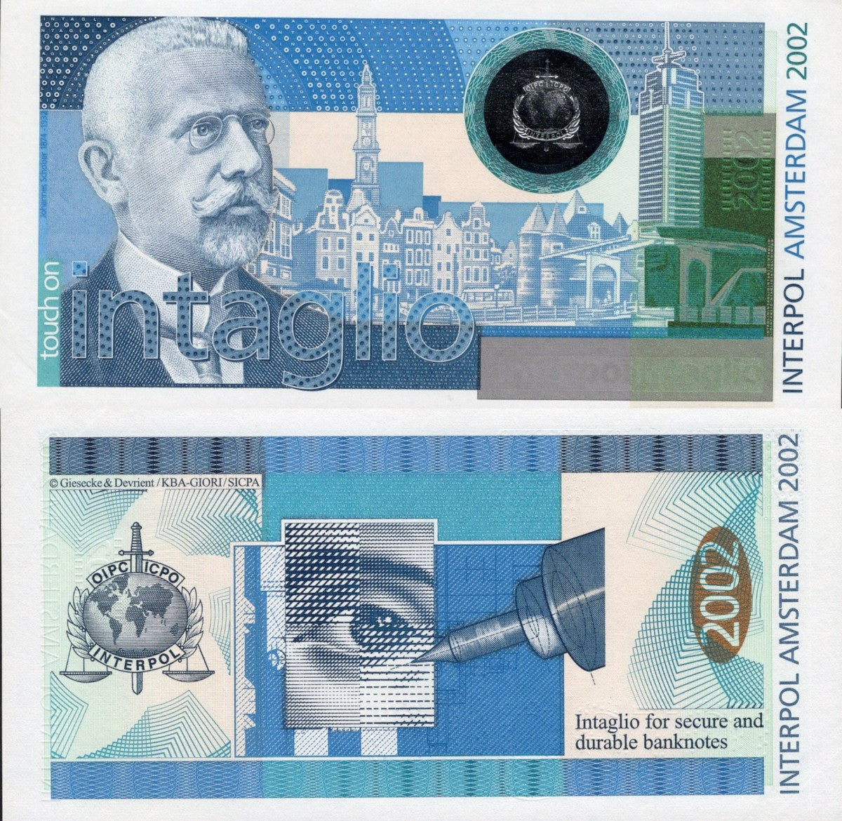 Switzerland 2002 Zero Test Note SICPA KBA Giori Interpol Amsterdam UNC