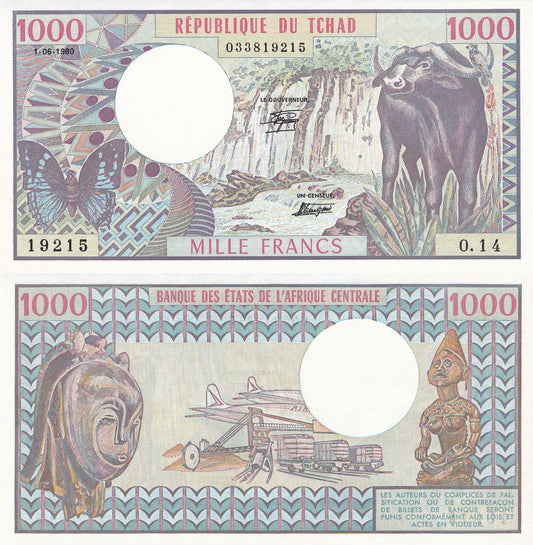 Chad 1000 Francs 1980 P 7 UNC