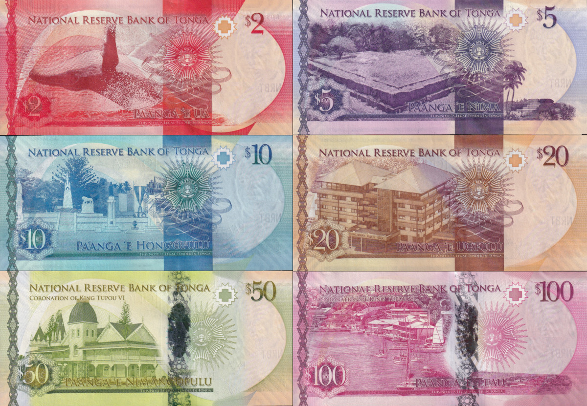 Tonga 2 5 10 20 50 100 Pa'anga ND 2015 P 44 45 46 47 48 49 UNC COMM. Set 6 pcs