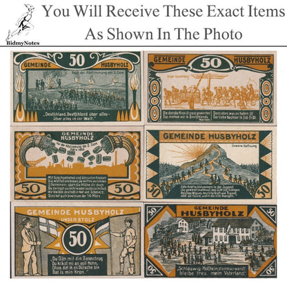 Germany Notgeld HUSBYHOLZ 50 Pfennig 1921 Set 6 pcs
