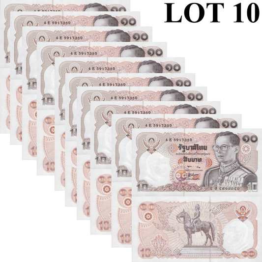 Thailand 10 Baht ND 1980 P 87 UNC 1/10 Bundle Lot 10 pcs