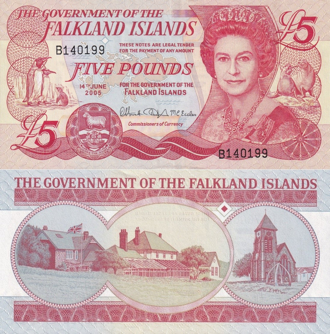 Falkland Islands 5 Pounds 2005 P 17 UNC