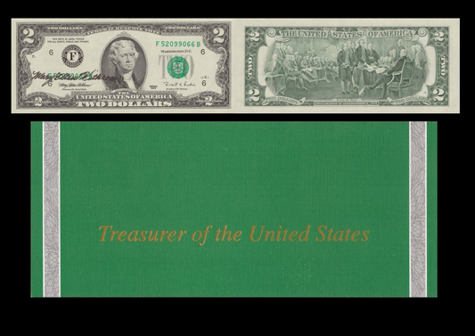 United States USA 2 Dollars 1995 P 497 "F" Atlanta GA With Hand Signed UNC W/F