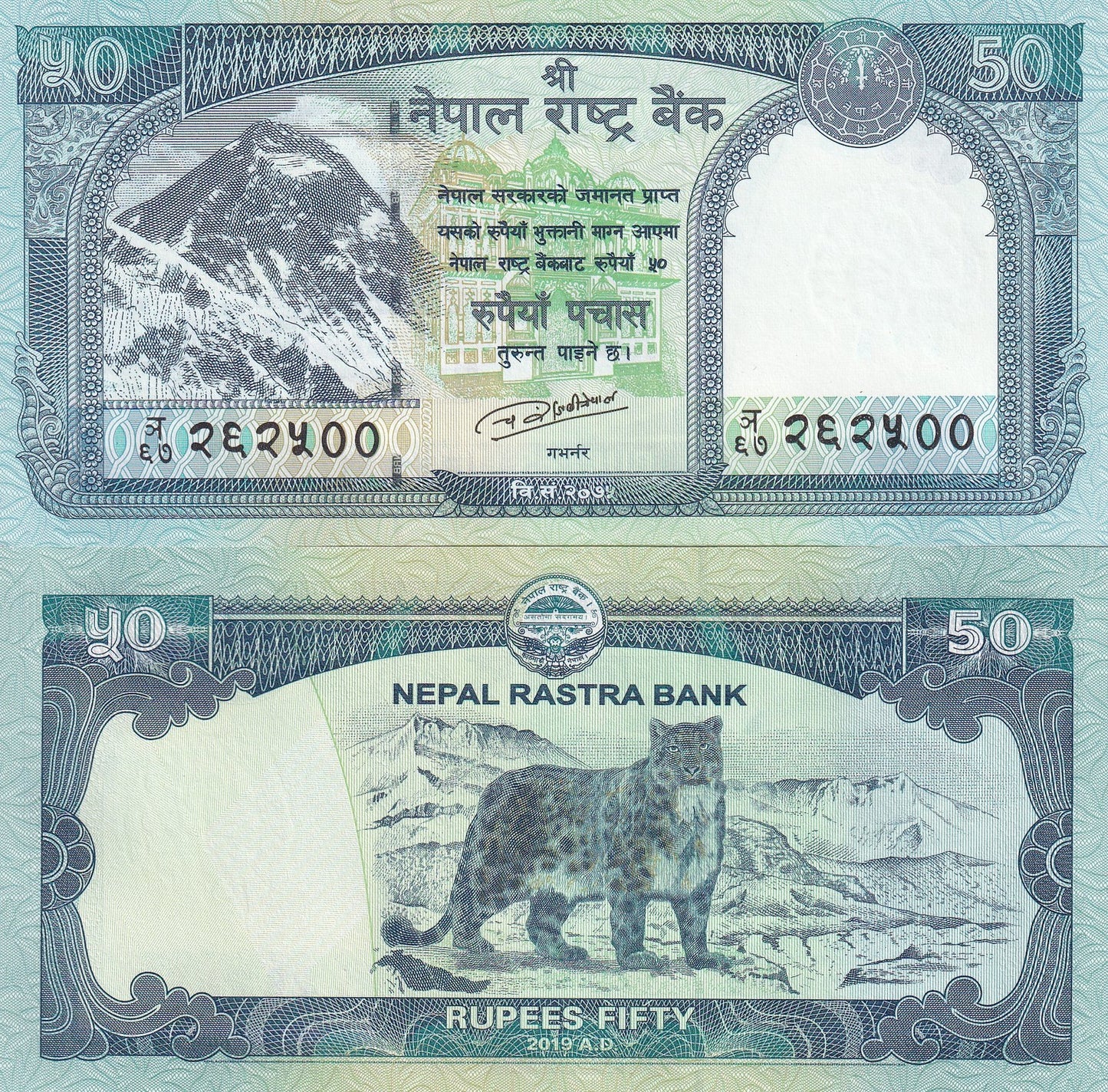 Nepal 50 Rupees 2019 P 79 Snow Leopard UNC 1/20 Bundle Lot 5 pcs