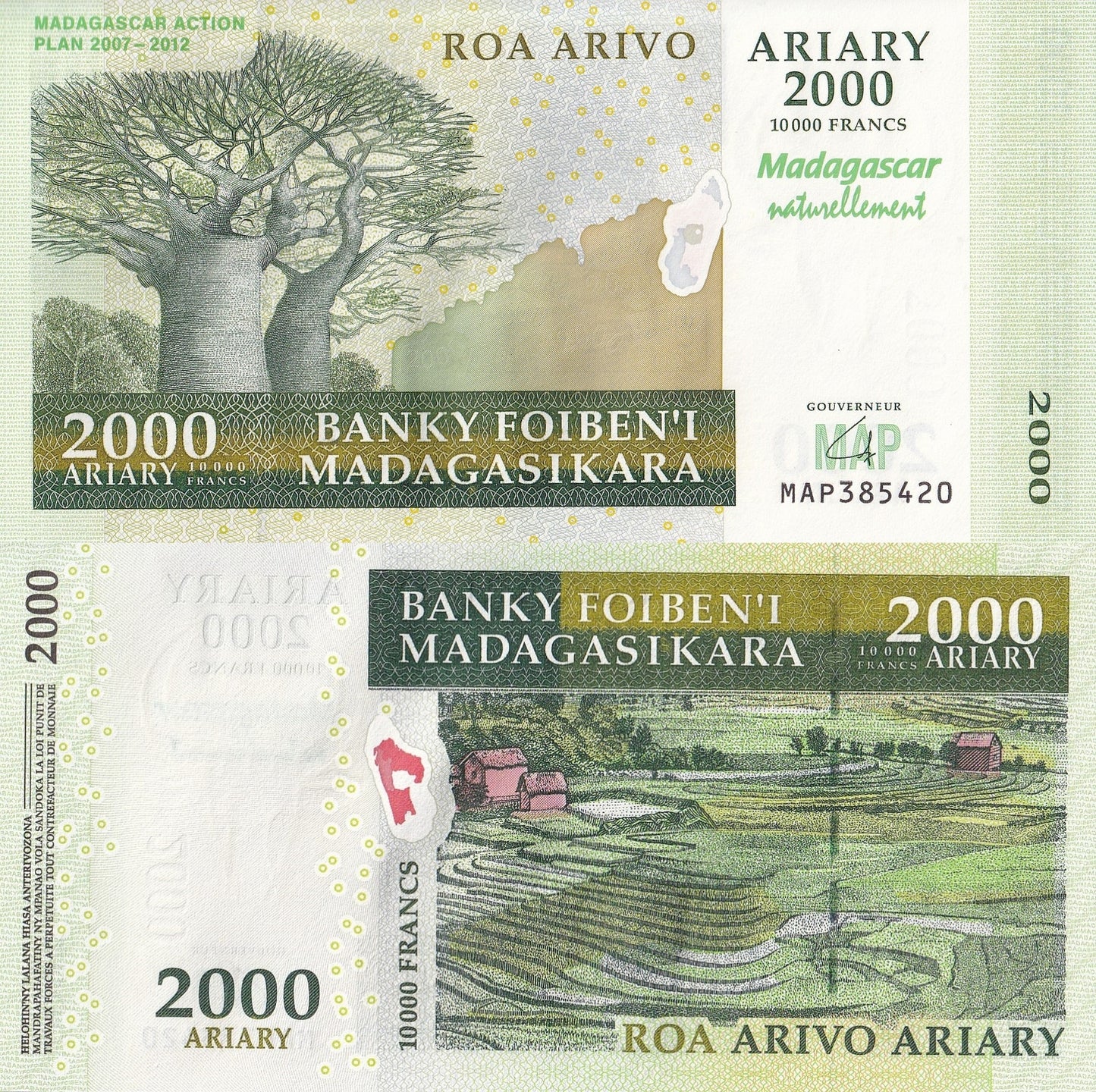 Madagascar 2000 Ariary 2007 P 93 UNC Commemorative