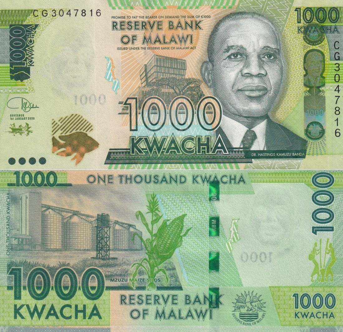 Malawi 1000 Kwacha 2020 P 67 UNC 1/20 Bundle Lot 5 pcs