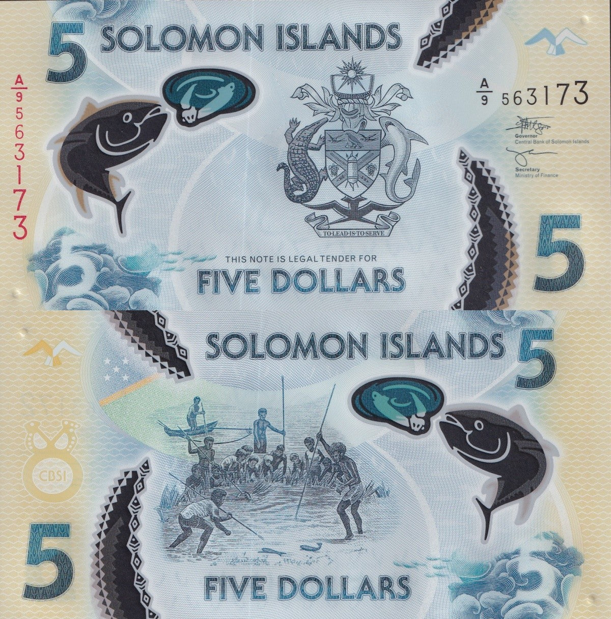 Solomon Islands 5 Dollars ND 2019 P 38 Polymer UNC 1/10 Bundle Lot 10 pcs