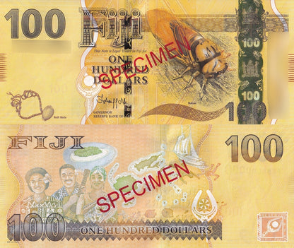 Fiji 100 Dollars 2022 P 119 UNC SPECIMEN