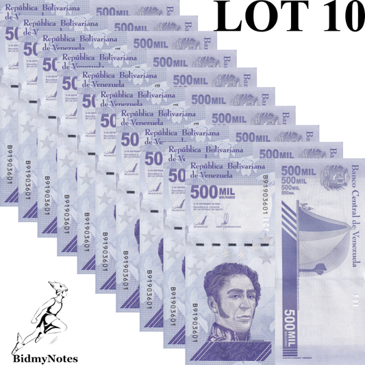 Venezuela 500000 Bolivares 2020/2021 P 113 UNC 1/10 Bundle LOT 10 pcs