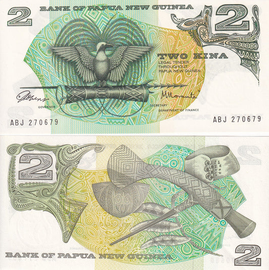 Papua New Guinea 2 Kina ND 1975 P 1a Signature 1 UNC