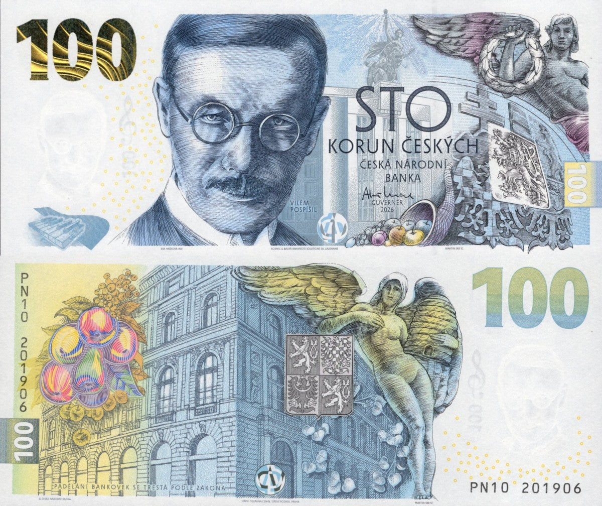 Czech Republic 100 Korun 2026 P New UNC 100th Annv With Folder