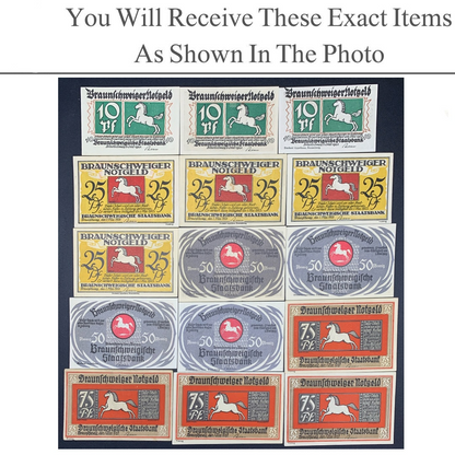 Germany Notgeld BRAUNSCHWEIG 10 25 50 75 Pfennig 1921 Set 15 pcs
