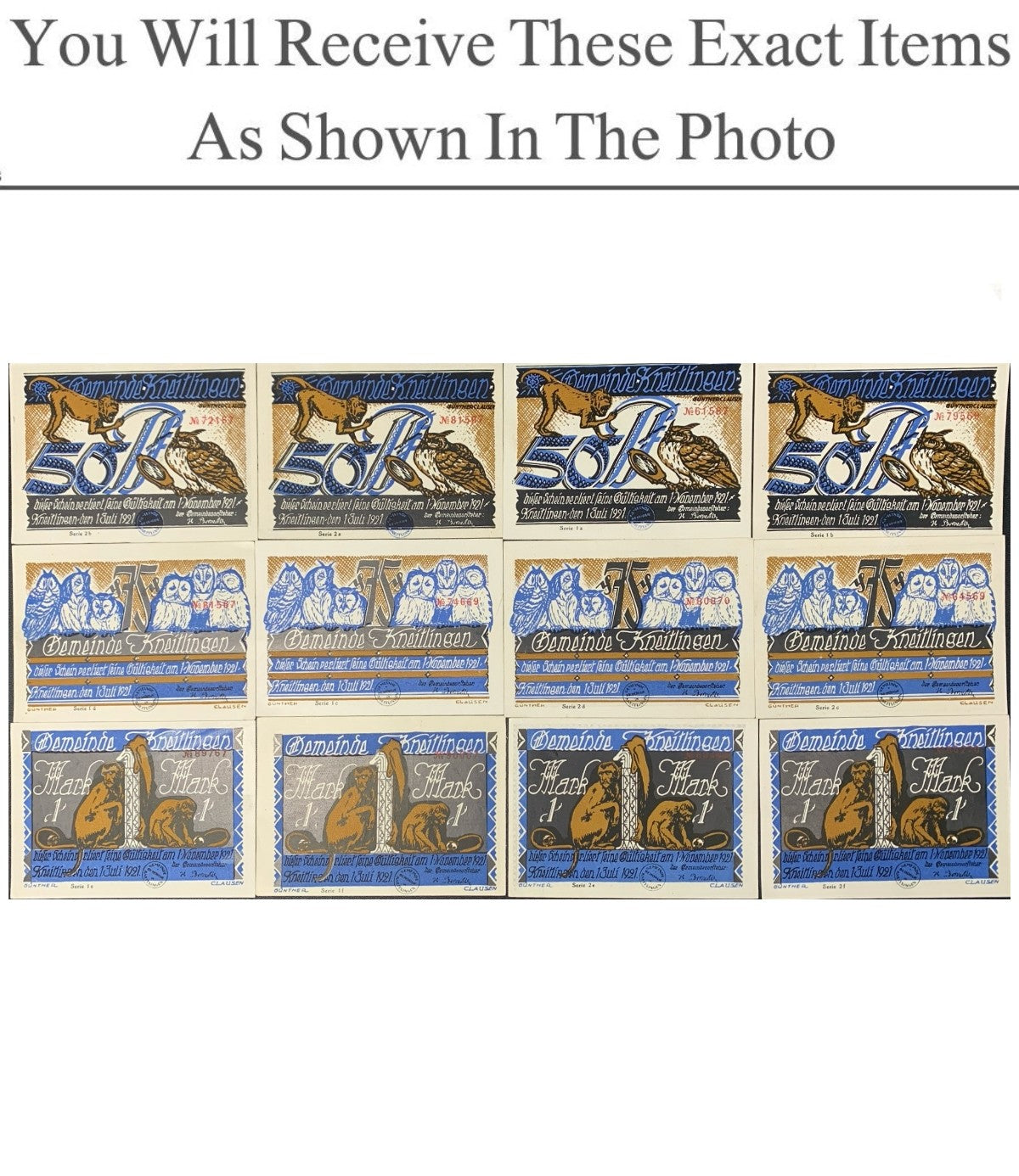 Germany Notgeld KNEITLINGEN 50 75 Pfennig 1 Mark 1921 Full Set 12 pcs