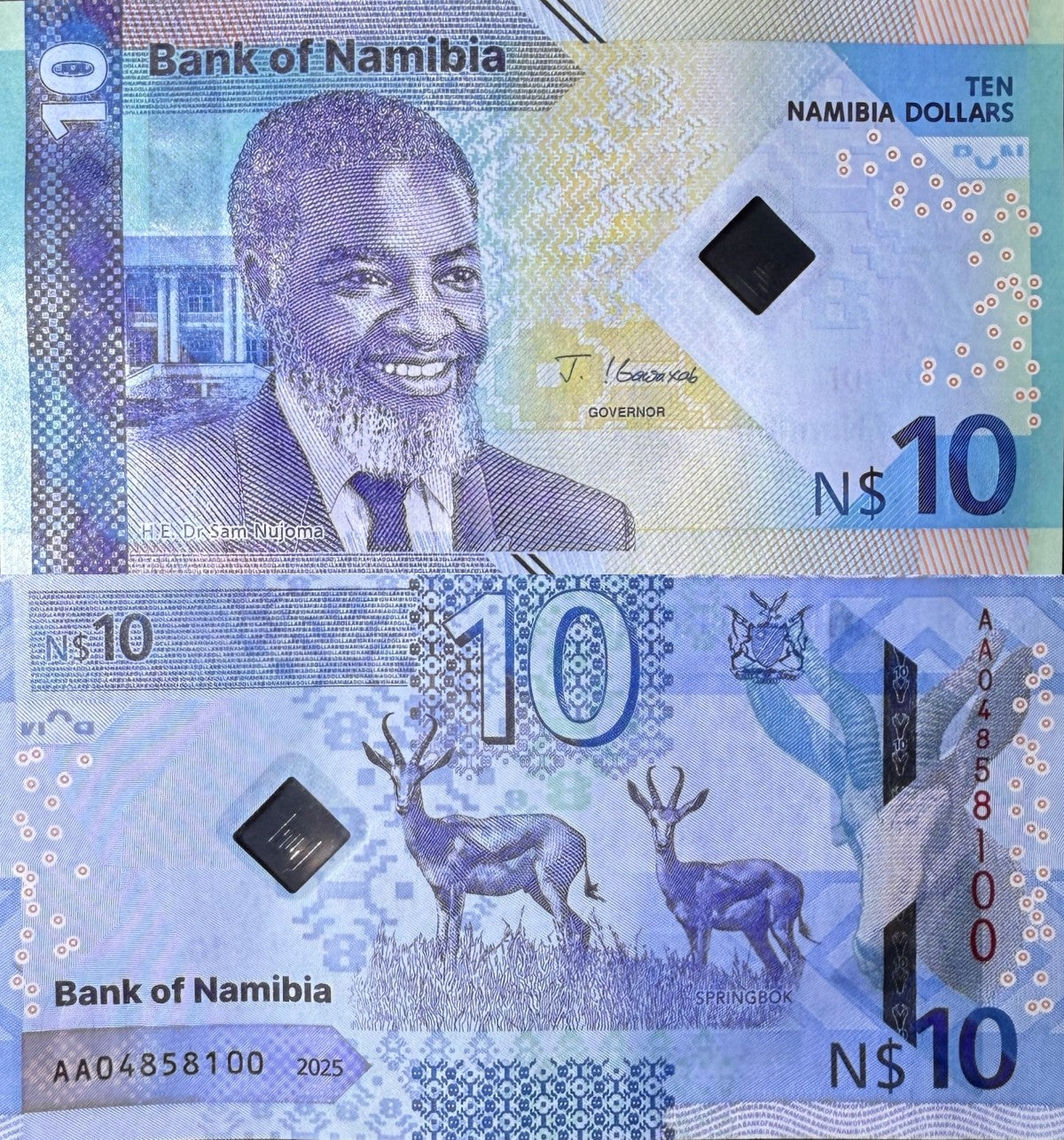Namibia 10 Namibia Dollars 2025 P New Design UNC AA Prefix