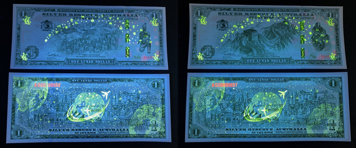 Australia 1 Lunar Dollar 2017 UNC Silver Reserve of the Moon With Folder Set 2 p