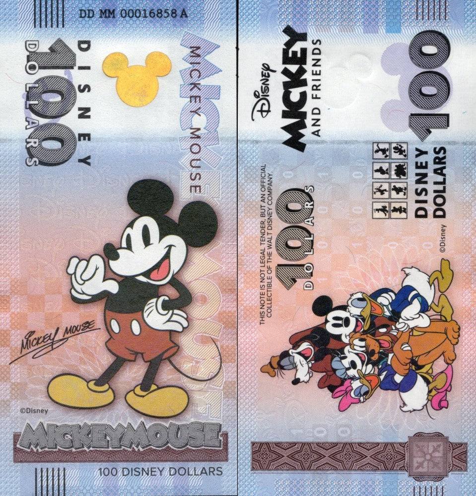 Disney Official Mickey Mouse & Frinds 100 Dollars 2025 Mickey Mouse UNC W/F