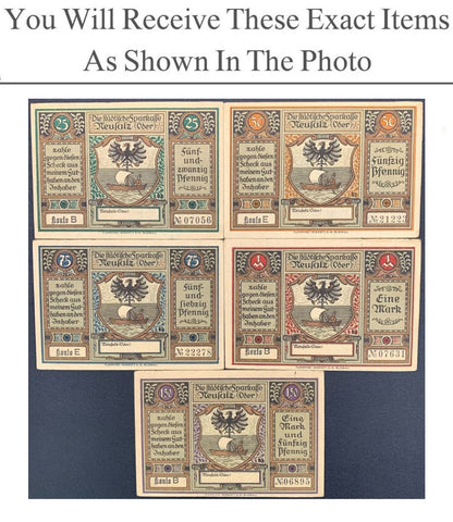 Germany Notgeld NEUSALZ AN DER ODER 25 50 75 Pfennig 1 150 Mark 1921 Full Set 5