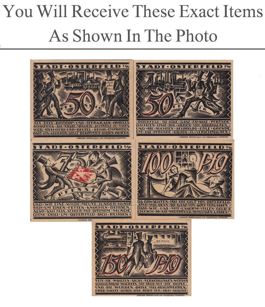 Germany Notgeld Stadt OSTERFELD 50 75 100 150 Pfennig 1921 Set 5 pcs